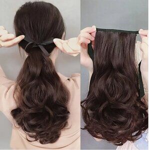 Dark Brown Synthetic Tie On Pony Tail